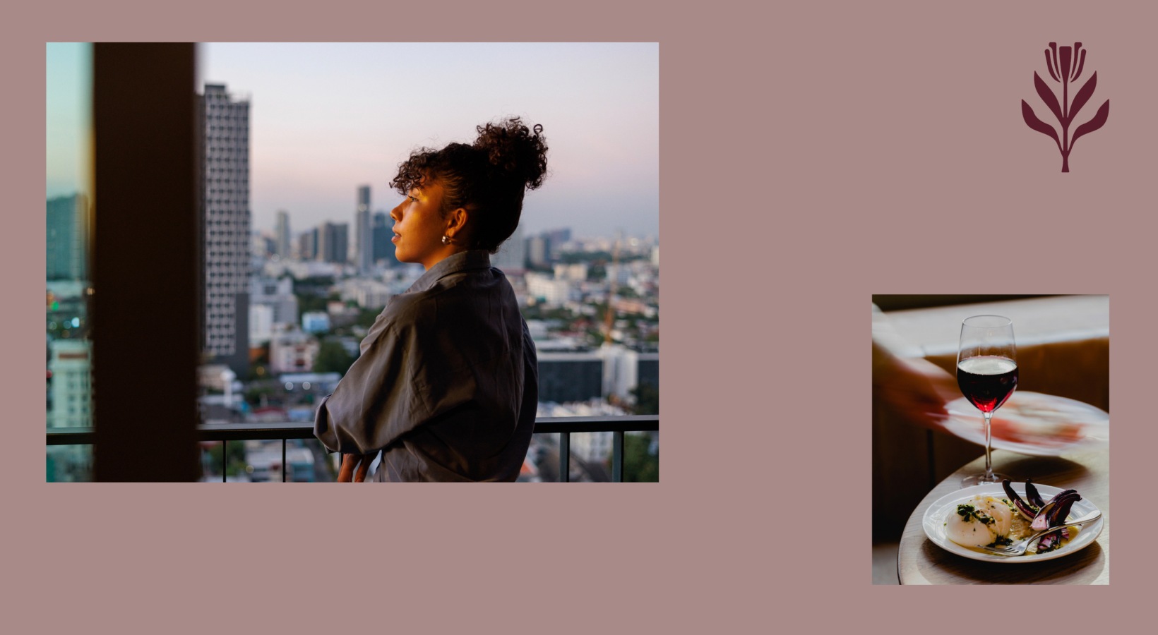 edited image of a woman outdoors and an image of a drink