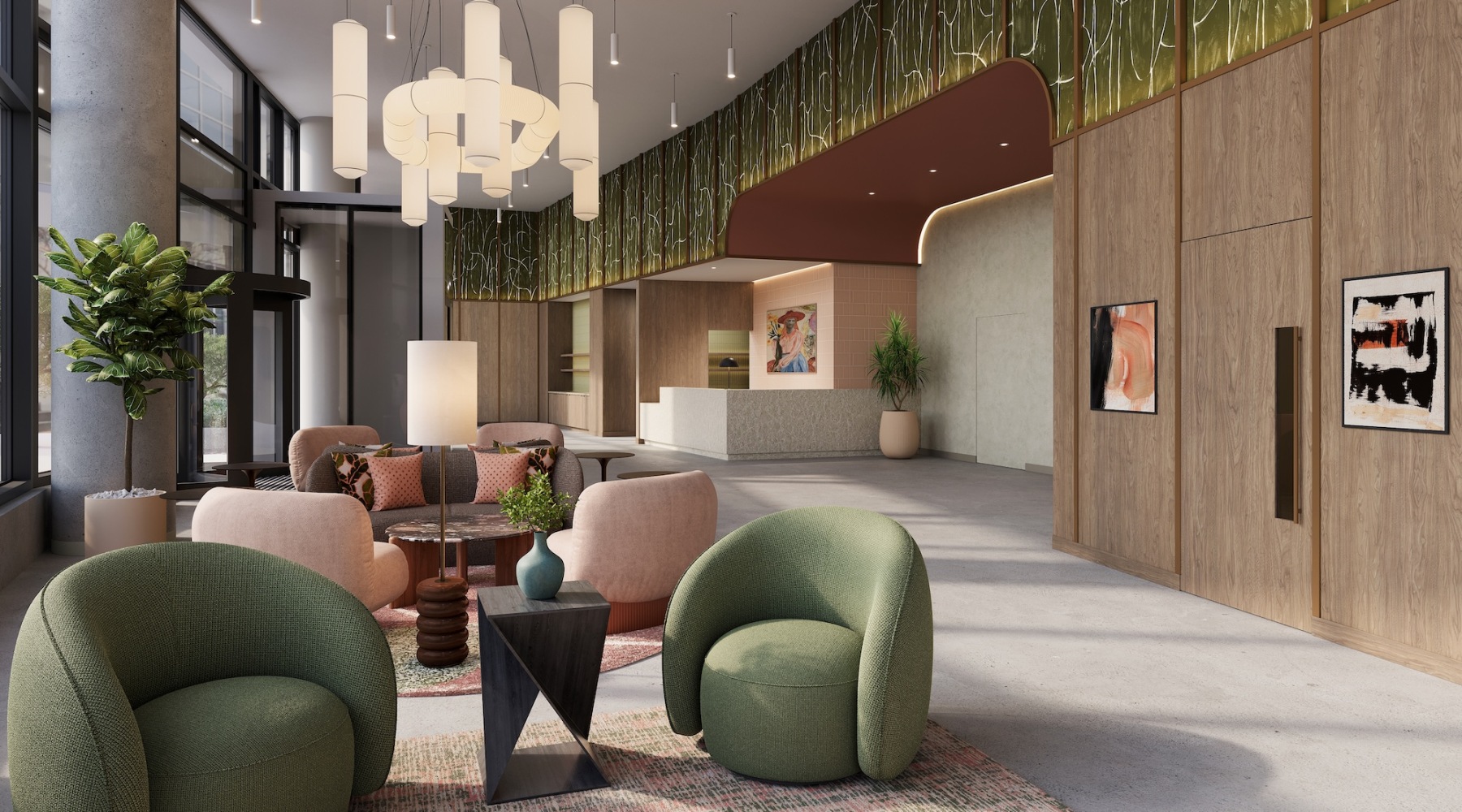 lounge with colorful decor